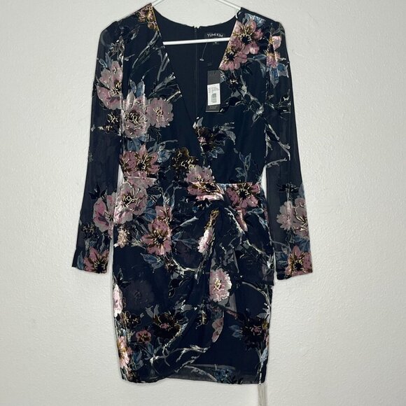Yumi Kim Wild Bloom Floral Faux Wrap Mini Dress Timeless Velvet‎ Burnout Med NWT - Picture 4 of 14